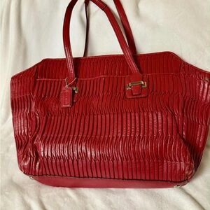Red Coach Leather Tote Bag